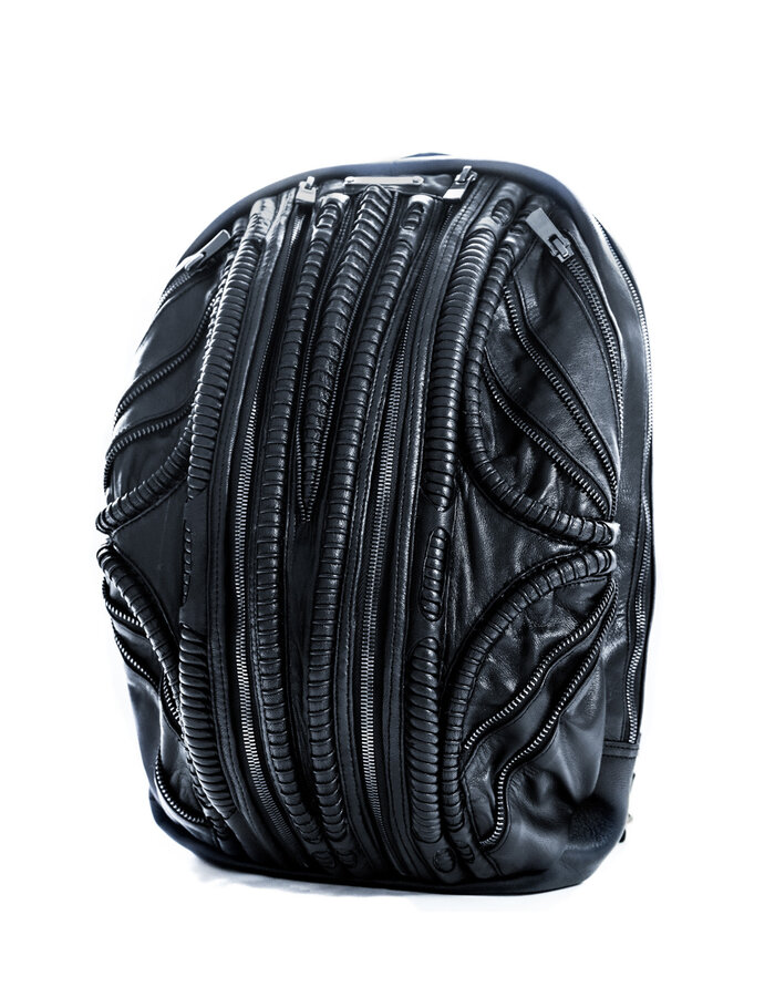 SYZMIC STUDIO HYLO ANNELID SPINE LEATHER BACKPACK
