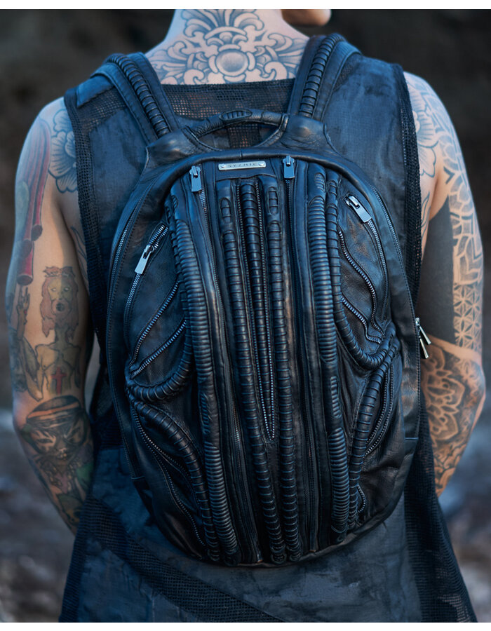 SYZMIC STUDIO HYLO ANNELID SPINE LEATHER BACKPACK