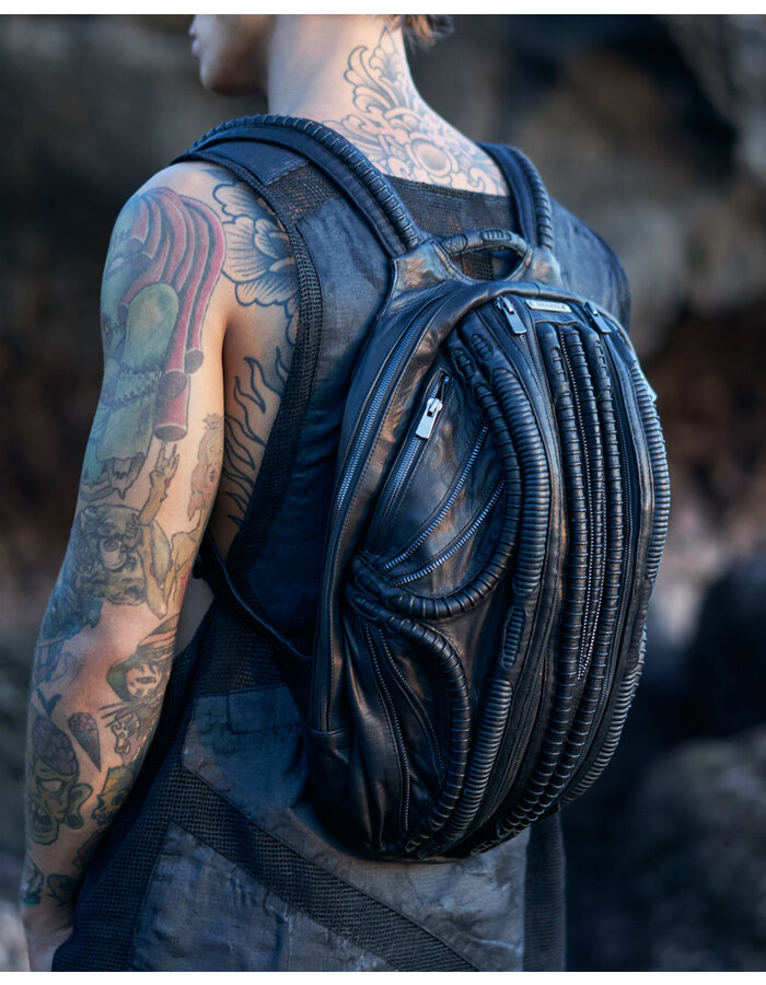 SYZMIC STUDIO HYLO ANNELID SPINE LEATHER BACKPACK