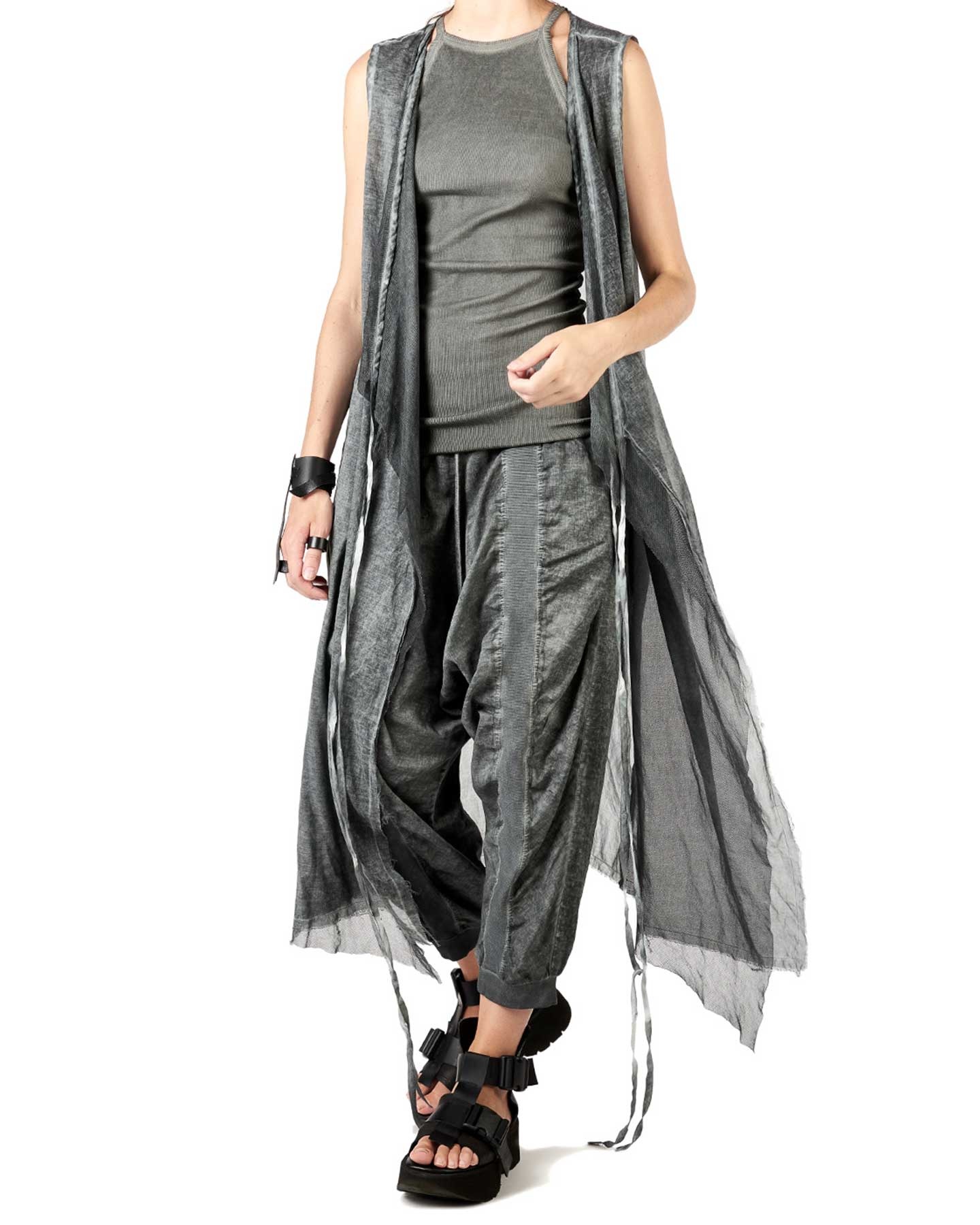 【人気投票 1~37位】ハイブランド人気ランキング！ LONG NYC Untitled Shop - GREY - MESH W/ VEST GAUZE COTTON ベスト/ジレ