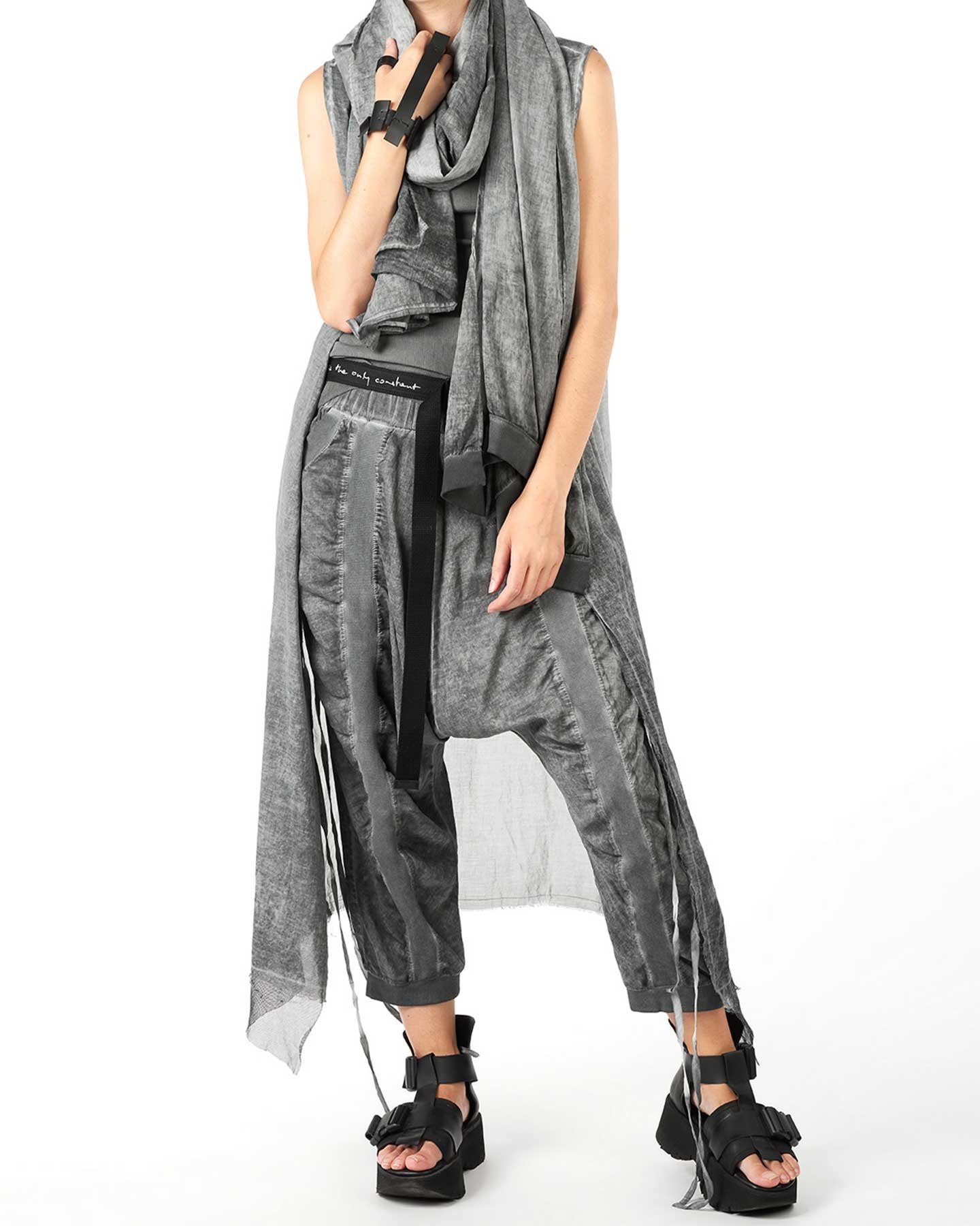 LONG COTTON GAUZE VEST W/ MESH - GREY - Shop Untitled NYC LONG COTTON GAUZE VEST W/ MESH - GREY - Shop Untitled NYC