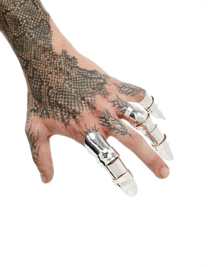 FANGOPHILIA FULL FINGER RING - SHORT NAIL - SILVER