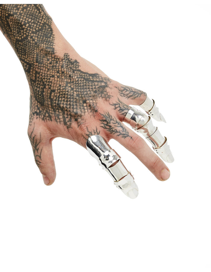 FANGOPHILIA FULL FINGER RING - SHORT NAIL - SILVER