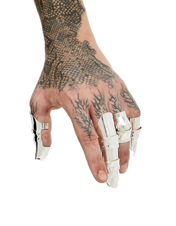 FANGOPHILIA FULL THUMB ARMOR RING - SILVER