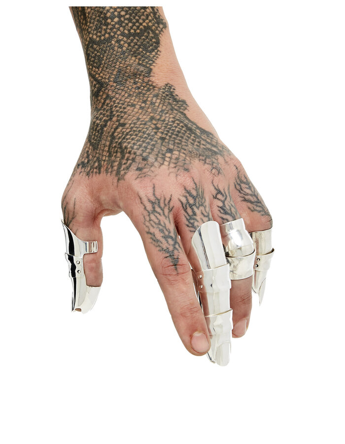 FANGOPHILIA FULL THUMB ARMOR RING - SILVER