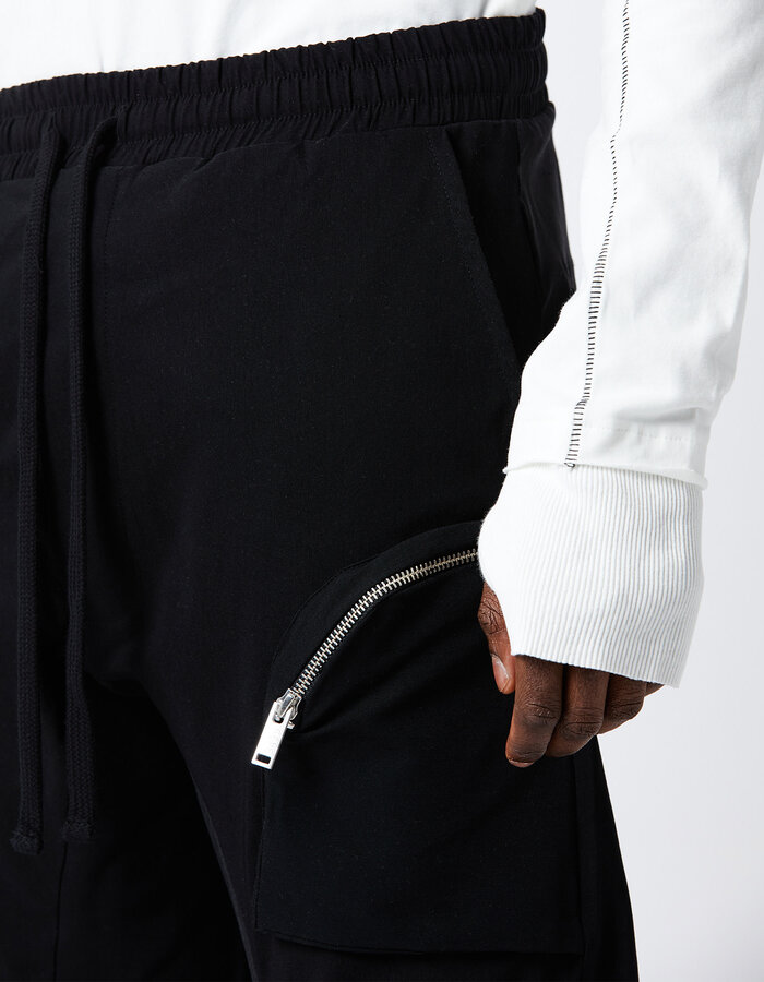 THOM KROM VISCOSE & NYLON CURVED ZIP POCKET JOGGER