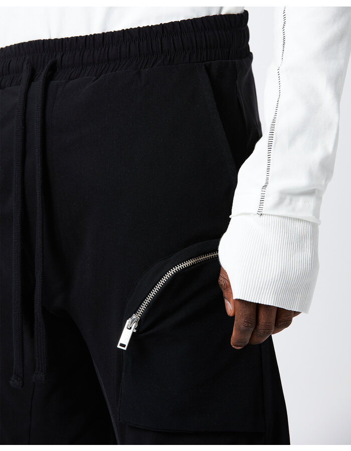 THOM KROM VISCOSE & NYLON CURVED ZIP POCKET JOGGER
