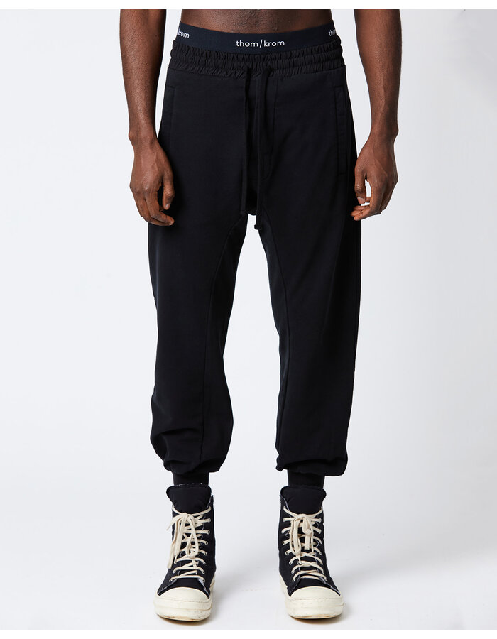 THOM KROM STRETCH COTTON RELAXED JOGGER - BLACK