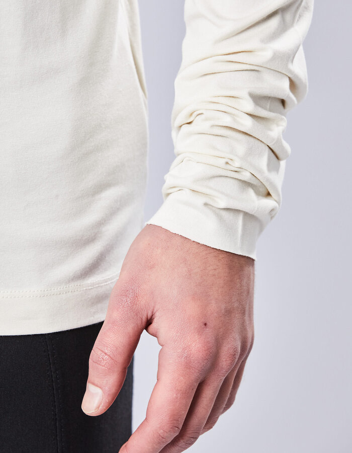 THOM KROM STRETCH COTTON & MODAL ZIP NECK SWEATER - BONE