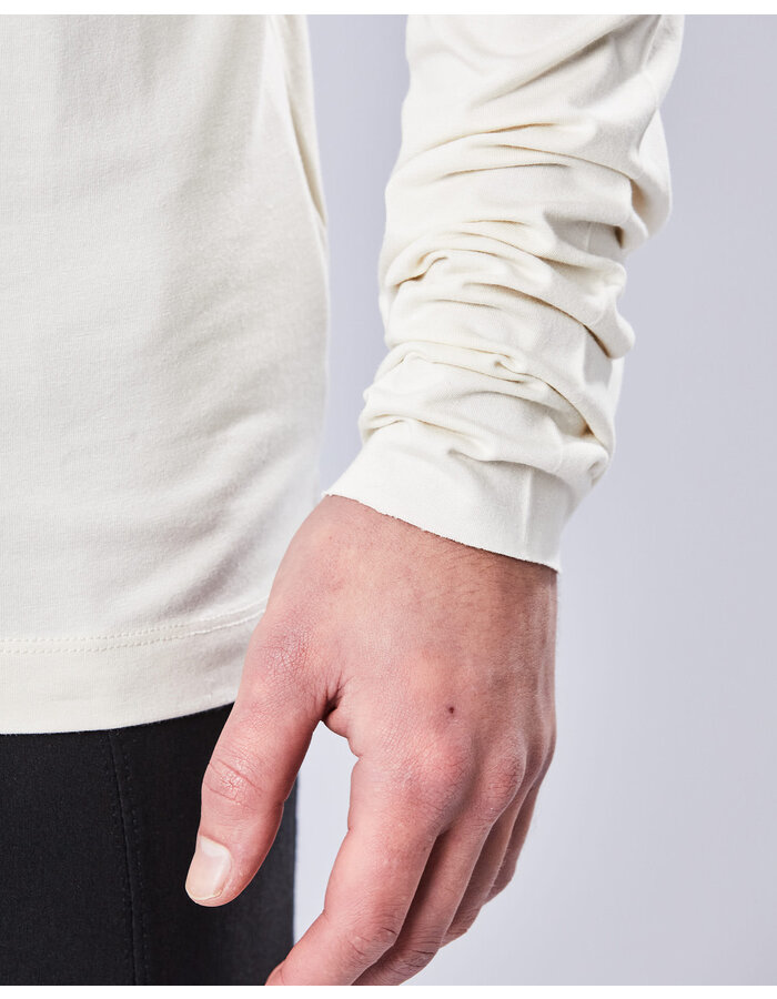 THOM KROM STRETCH COTTON & MODAL ZIP NECK SWEATER - BONE