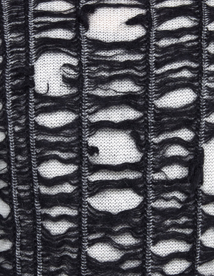 ISABEL BENENATO ALPACA & MOHAIR CONTRAST FRAYED KNIT SWEATER