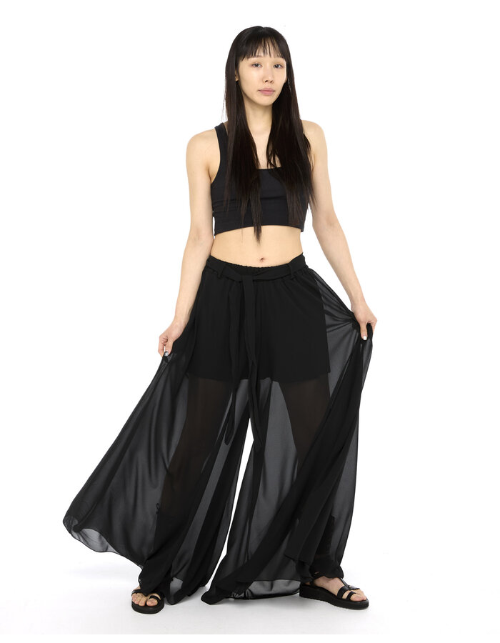 LA HAINE INSIDE US GEORGETTE HAKAMA PANT - BLACK