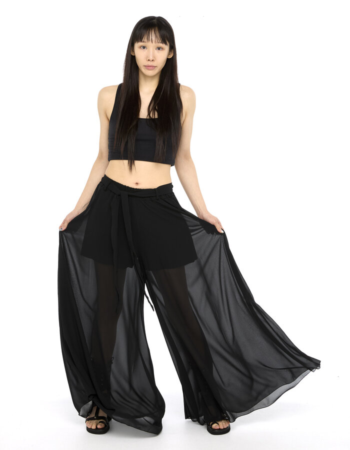 LA HAINE INSIDE US GEORGETTE HAKAMA PANT - BLACK