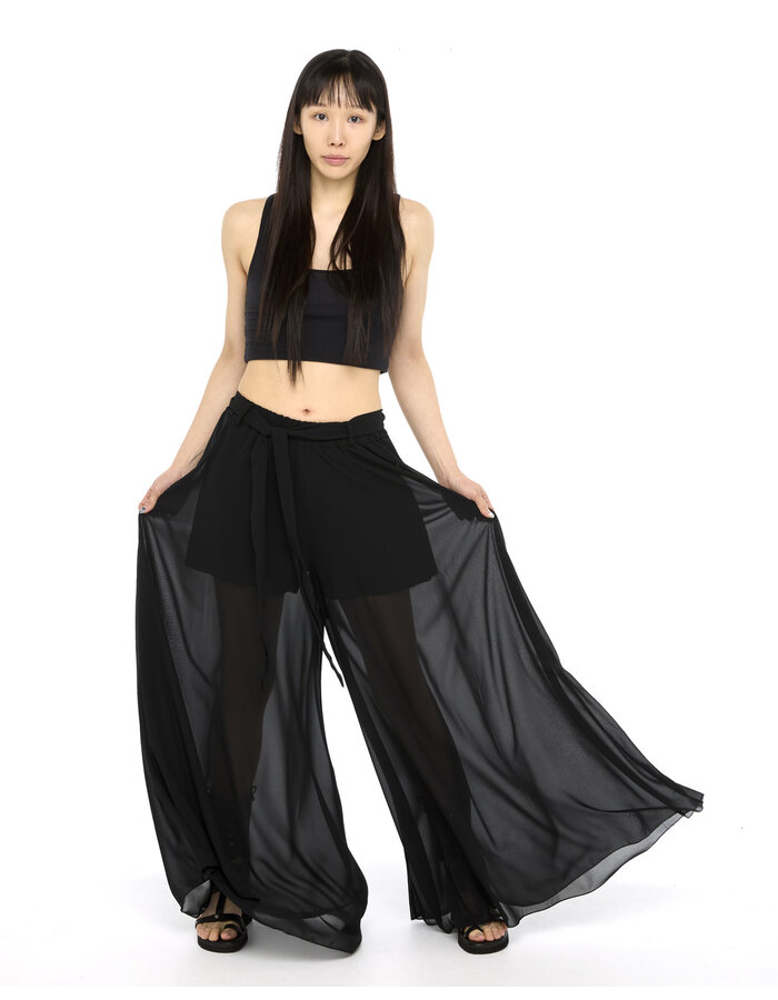 LA HAINE INSIDE US GEORGETTE HAKAMA PANT - BLACK