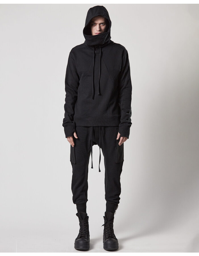 THOM KROM MINI POCKET STRETCH COTTON WAFFLE CARGO JOGGER - BLACK