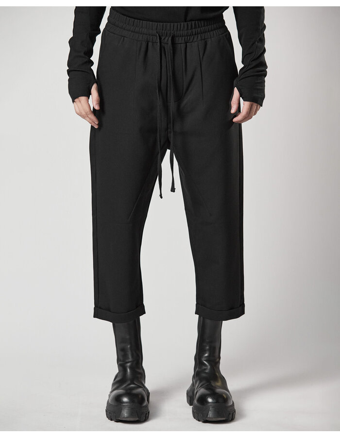 THOM KROM LOW CROTCH CROPPED TROUSERS WITH CUFFED HEM