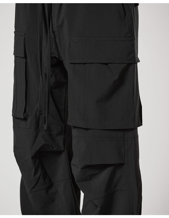 THOM KROM STRETCH NYLON RIP-STOP CARGO JOGGERS - BLACK