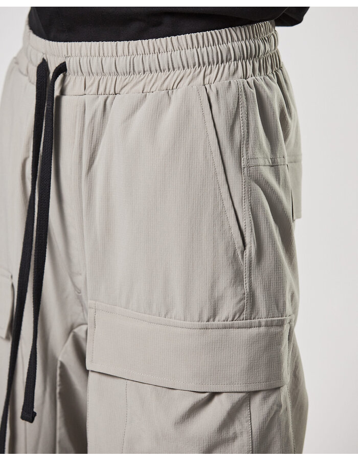 THOM KROM STRETCH NYLON RIP-STOP CARGO JOGGERS - MOONBEAM