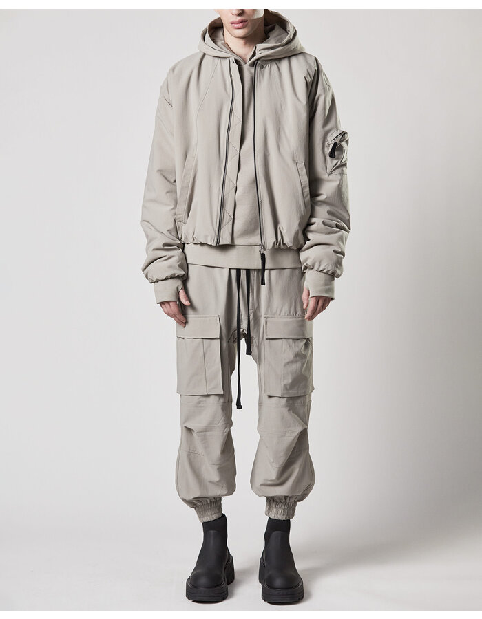 THOM KROM STRETCH NYLON RIP-STOP CARGO JOGGERS - MOONBEAM