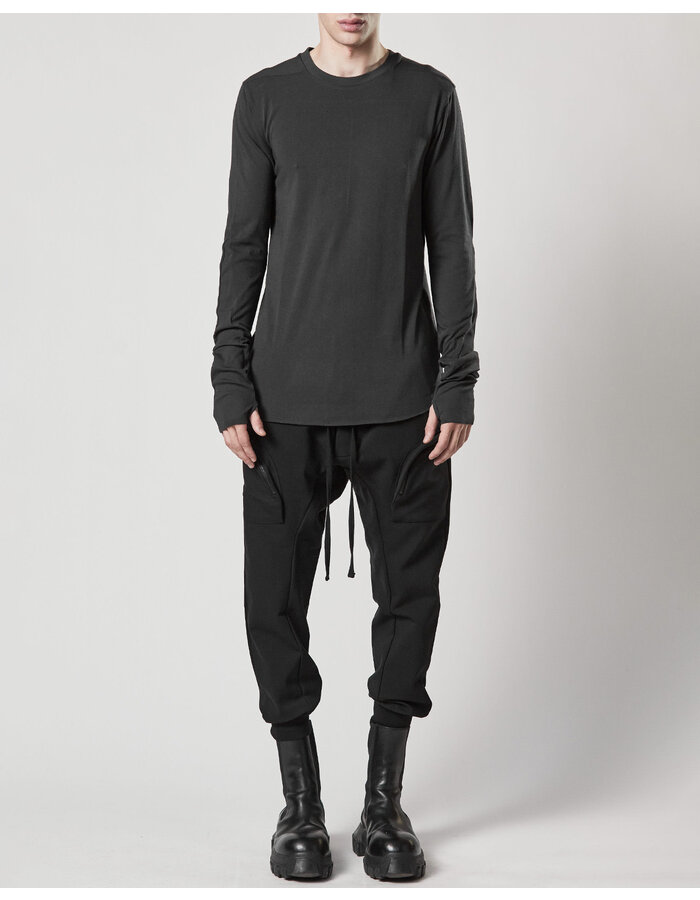 THOM KROM CURVE ZIP POCKET FITTED CARGO JOGGER - BLACK