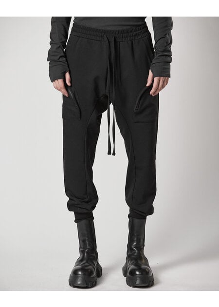 THOM KROM CURVE ZIP POCKET FITTED CARGO JOGGER - BLACK