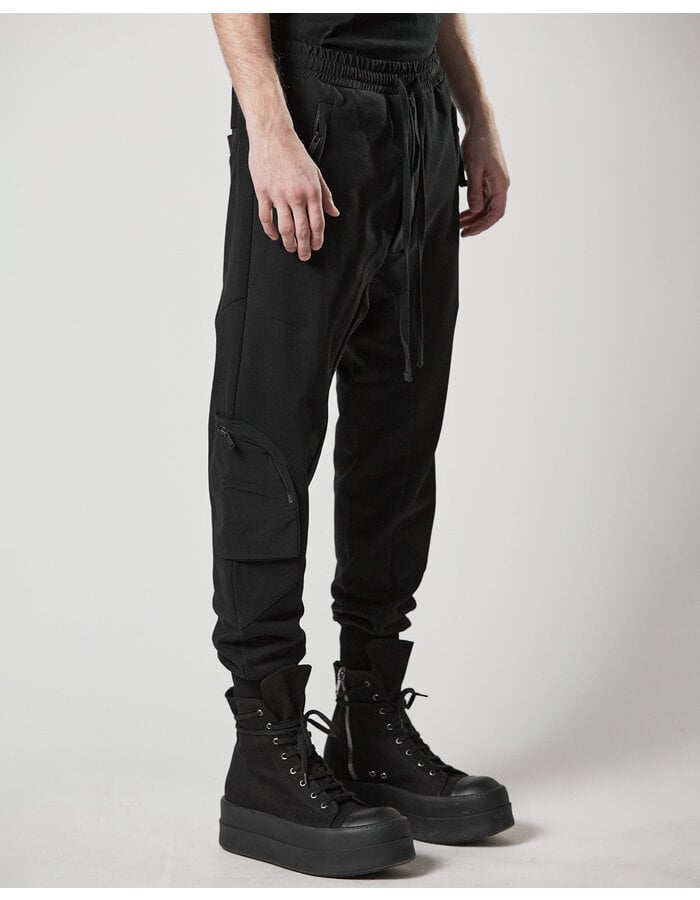 THOM KROM COTTON JOGGER WITH RIP-STOP NYLON 3D POCKET - BLACK