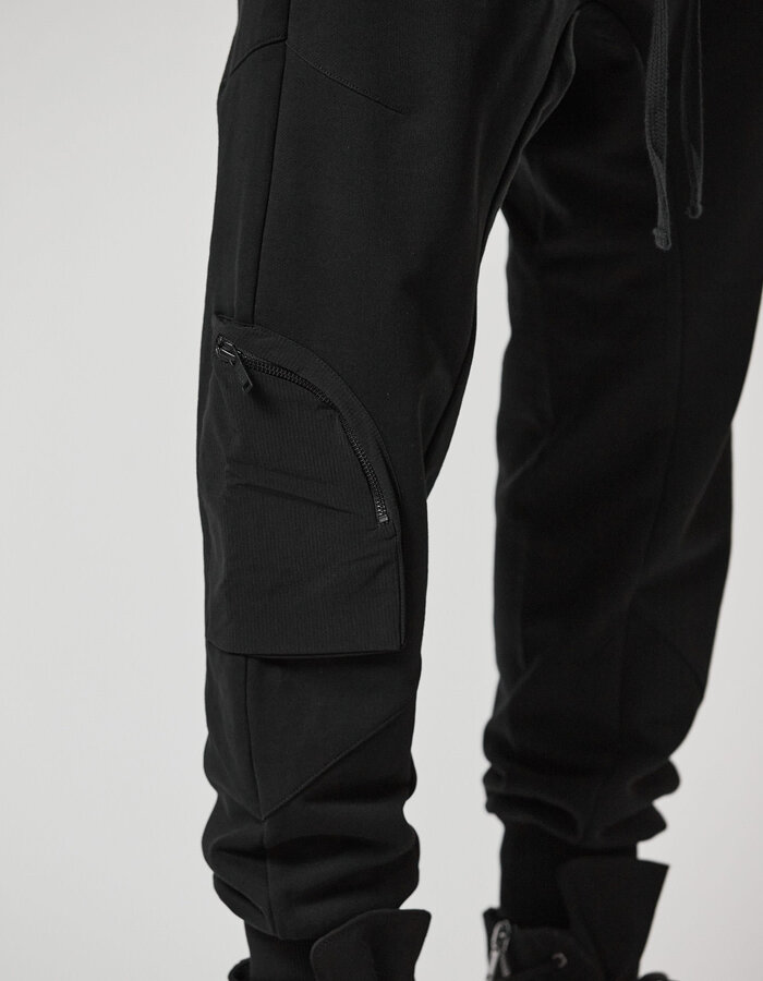 THOM KROM COTTON JOGGER WITH RIP-STOP NYLON 3D POCKET - BLACK