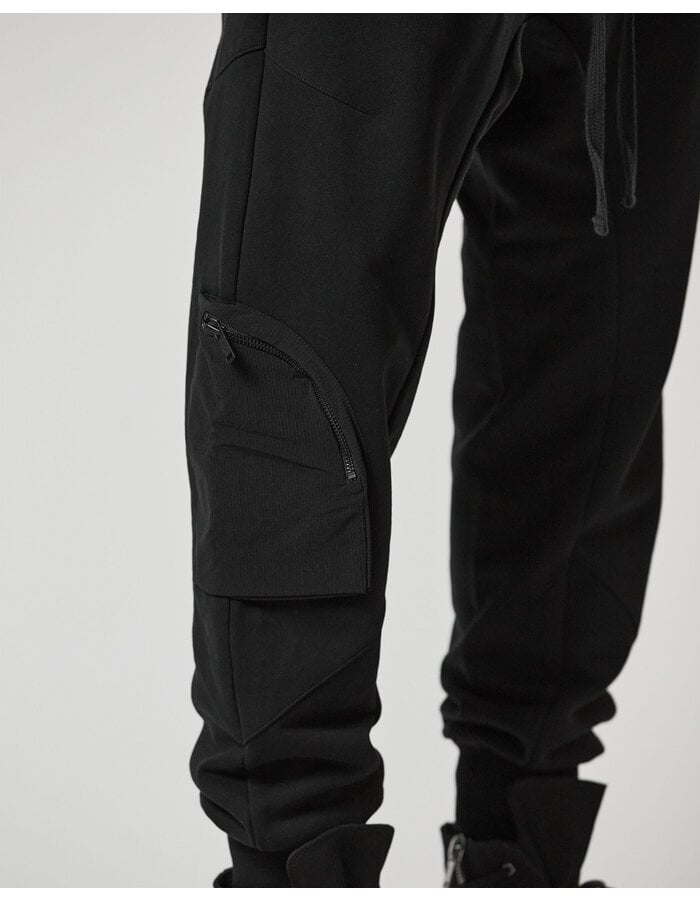 THOM KROM COTTON JOGGER WITH RIP-STOP NYLON 3D POCKET - BLACK