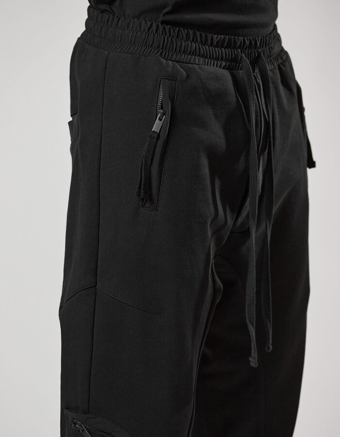 THOM KROM COTTON JOGGER WITH RIP-STOP NYLON 3D POCKET - BLACK