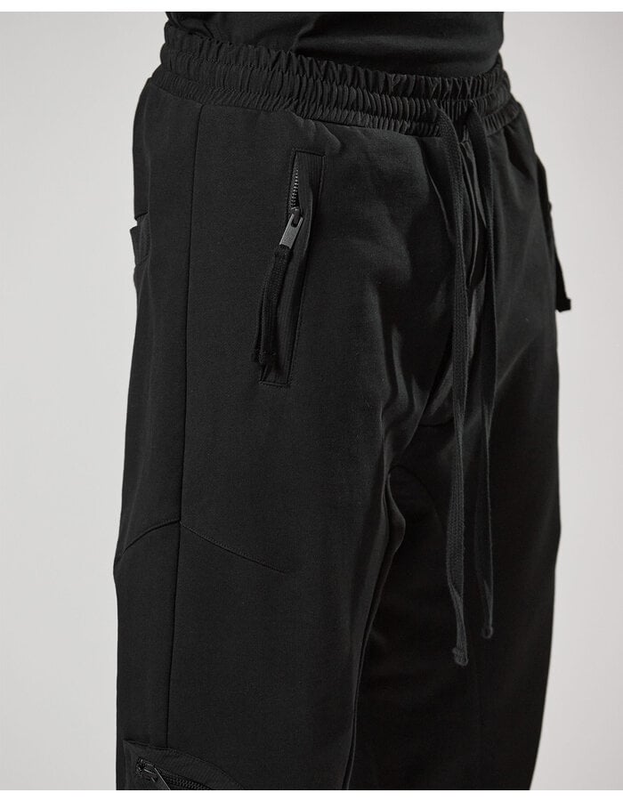 THOM KROM COTTON JOGGER WITH RIP-STOP NYLON 3D POCKET - BLACK