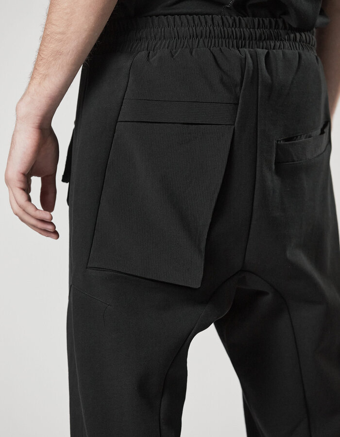 THOM KROM COTTON JOGGER WITH RIP-STOP NYLON 3D POCKET - BLACK