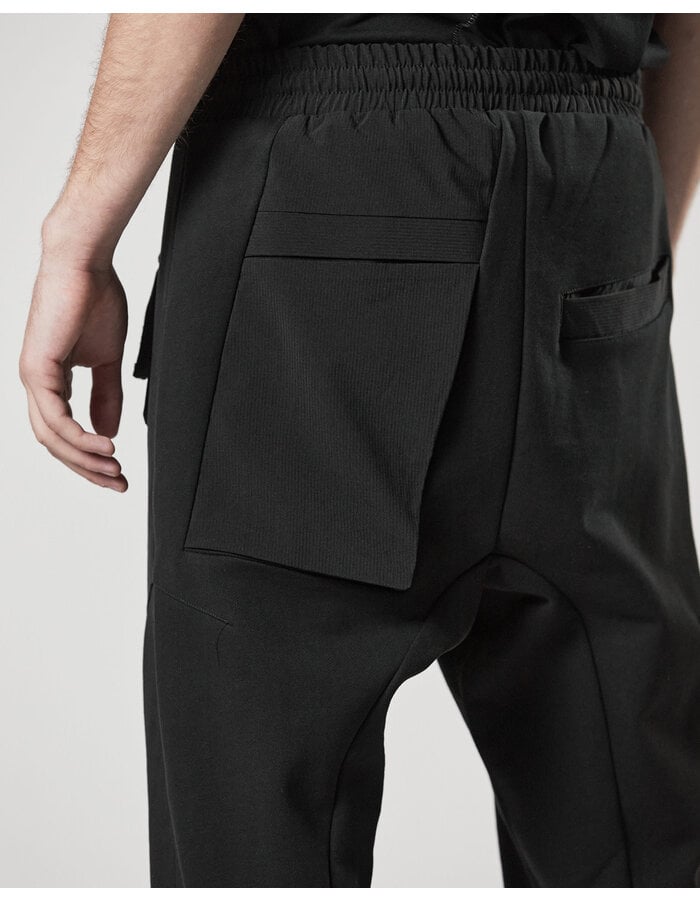 THOM KROM COTTON JOGGER WITH RIP-STOP NYLON 3D POCKET - BLACK