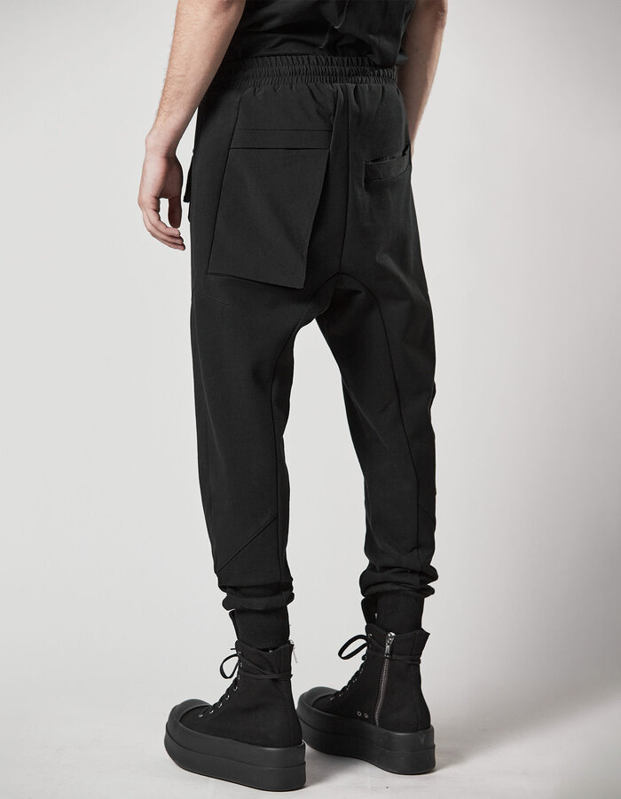 THOM KROM COTTON JOGGER WITH RIP-STOP NYLON 3D POCKET - BLACK