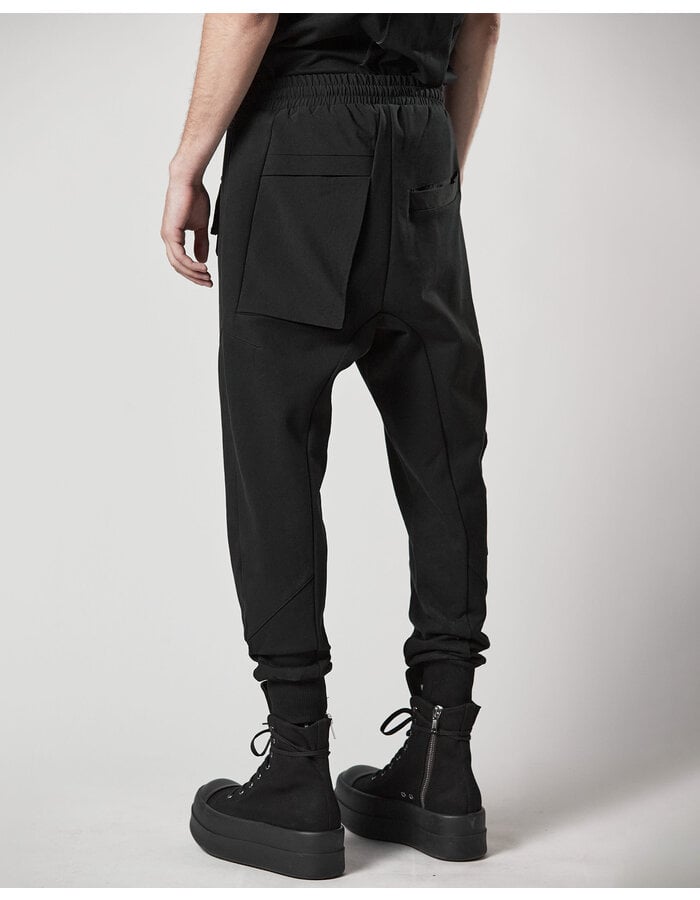 THOM KROM COTTON JOGGER WITH RIP-STOP NYLON 3D POCKET - BLACK