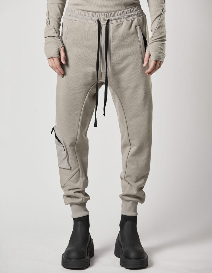 THOM KROM COTTON JOGGER WITH RIP-STOP NYLON 3D POCKET - MOONBEAM