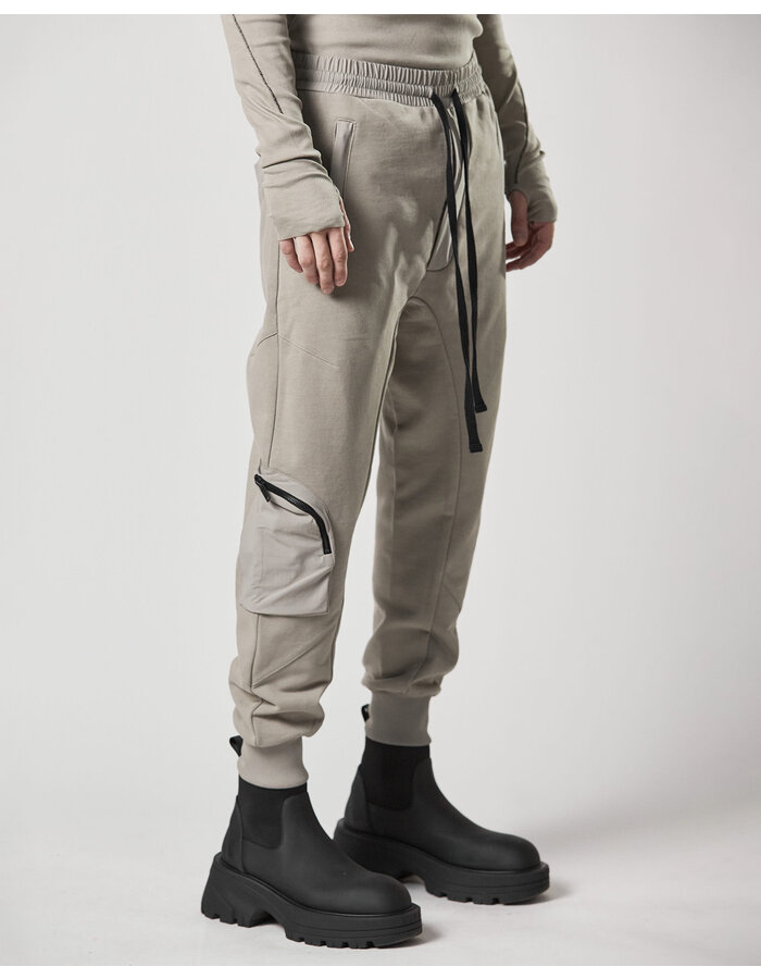 THOM KROM COTTON JOGGER WITH RIP-STOP NYLON 3D POCKET - MOONBEAM