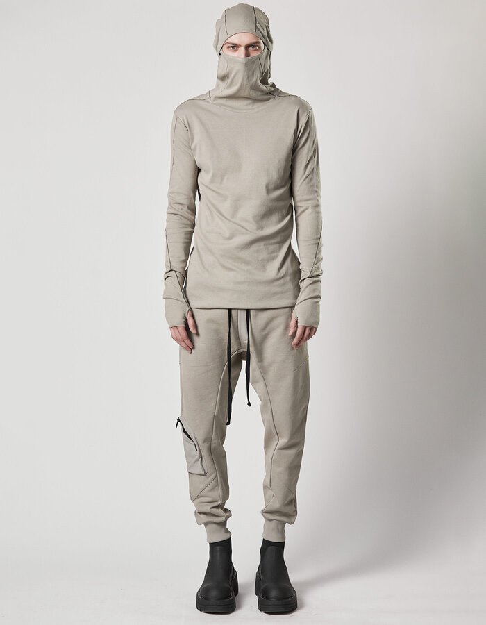 THOM KROM COTTON JOGGER WITH RIP-STOP NYLON 3D POCKET - MOONBEAM