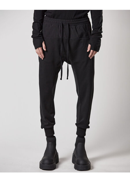 THOM KROM RIP-STOP NYLON PANELED STRETCH COTTON JOGGER - BLACK