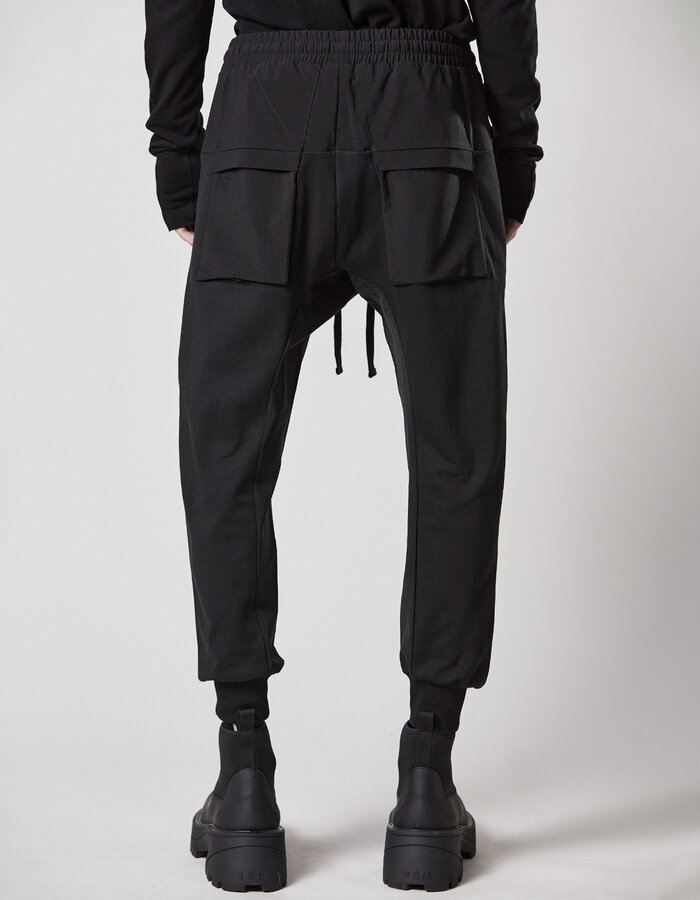 THOM KROM RIP-STOP NYLON PANELED STRETCH COTTON JOGGER - BLACK