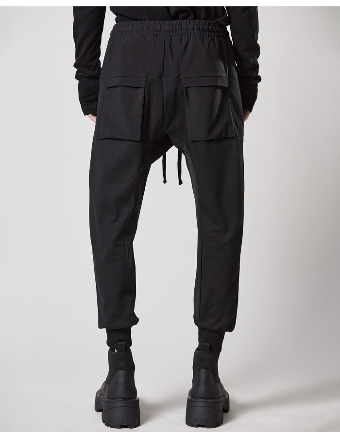 THOM KROM RIP-STOP NYLON PANELED STRETCH COTTON JOGGER - BLACK