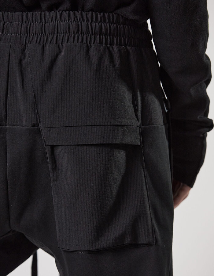THOM KROM RIP-STOP NYLON PANELED STRETCH COTTON JOGGER - BLACK