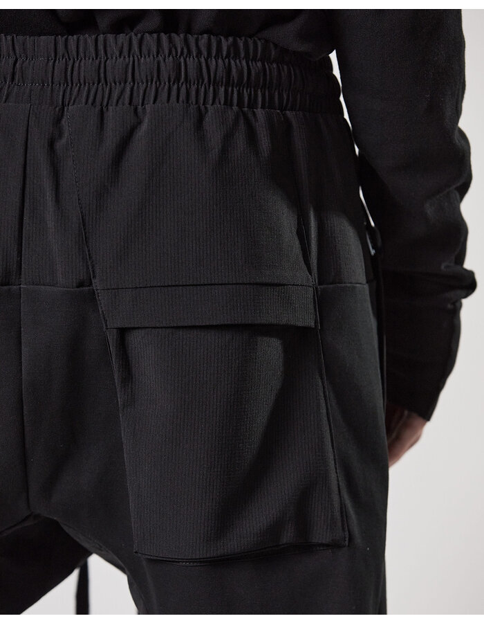 THOM KROM RIP-STOP NYLON PANELED STRETCH COTTON JOGGER - BLACK