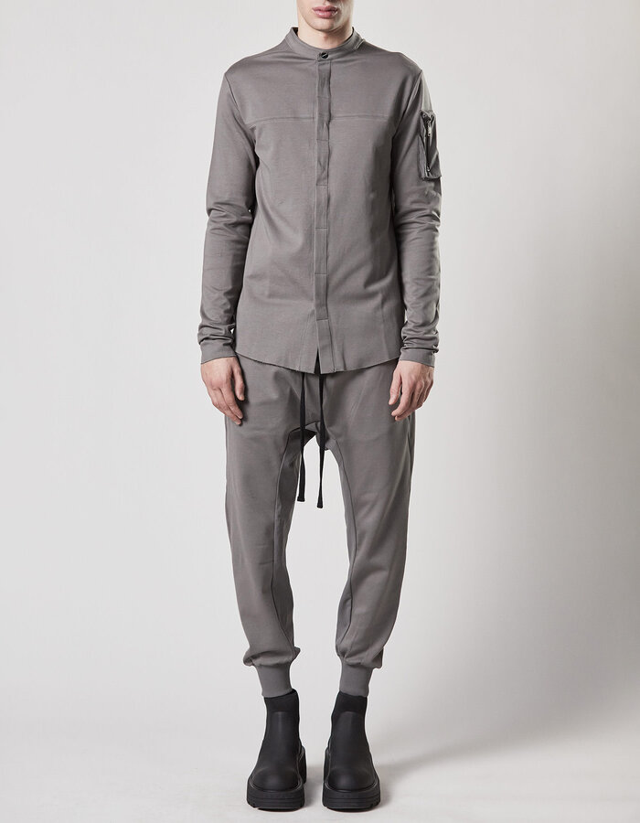 THOM KROM RIP-STOP NYLON PANELED STRETCH COTTON JOGGER - ASH GREY