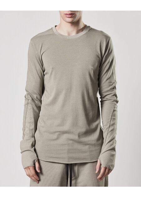 THOM KROM COTTON MODAL FITTED LONGSLEEVE WITH RIB INSERTS - MOONBEAM