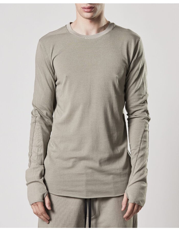 THOM KROM COTTON MODAL FITTED LONGSLEEVE WITH RIB INSERTS - MOONBEAM