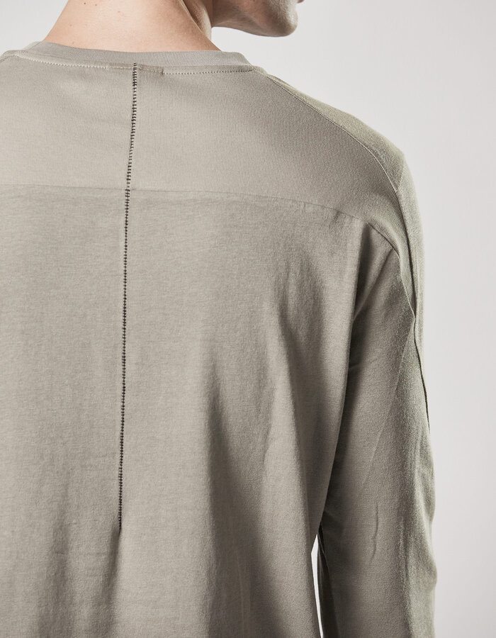 THOM KROM COTTON MODAL FITTED LONGSLEEVE WITH RIB INSERTS - MOONBEAM