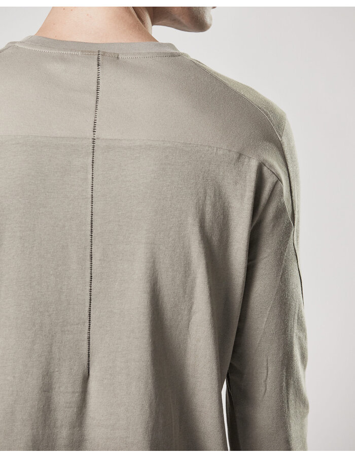 THOM KROM COTTON MODAL FITTED LONGSLEEVE WITH RIB INSERTS - MOONBEAM