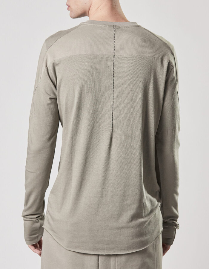 THOM KROM COTTON MODAL FITTED LONGSLEEVE WITH RIB INSERTS - MOONBEAM