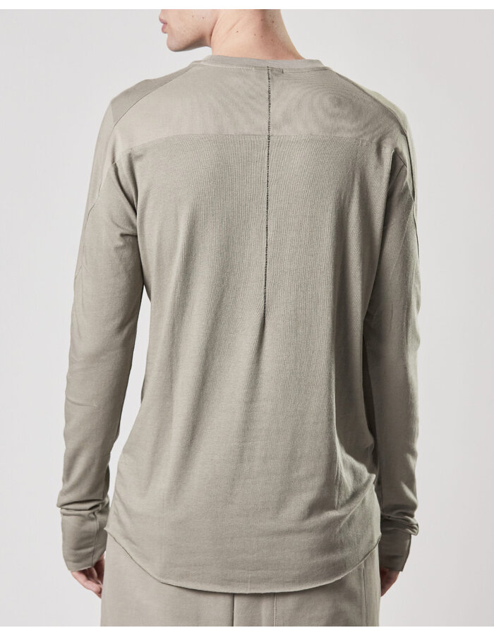 THOM KROM COTTON MODAL FITTED LONGSLEEVE WITH RIB INSERTS - MOONBEAM