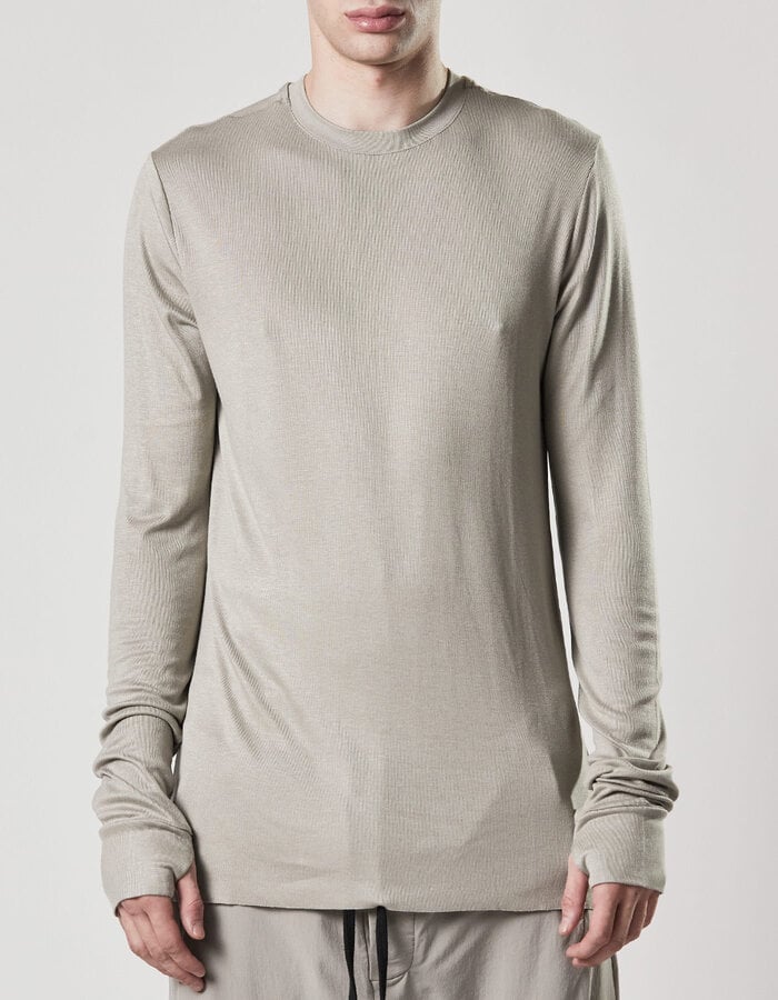 THOM KROM STRETCH VISCOSE FITTED LONGSLEEVE - MOONBEAM